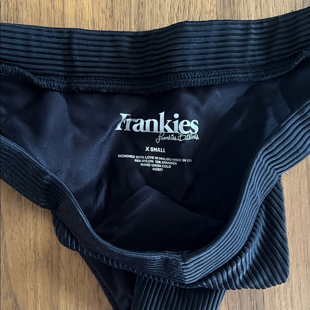 Frankie's Bikinis Black Ribbed Triangle Bikini Set - Picture 7 of 7